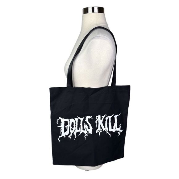 Dolls Kill Black Logo Tote Bag - 15” x 15” - Picture 3 of 3
